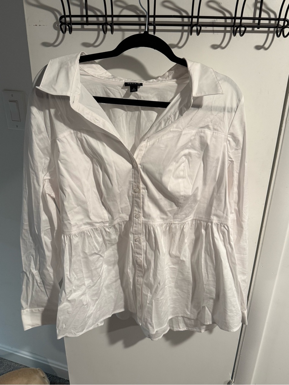 Torrid 18-20 White corset style Peplum Button-Up shirt